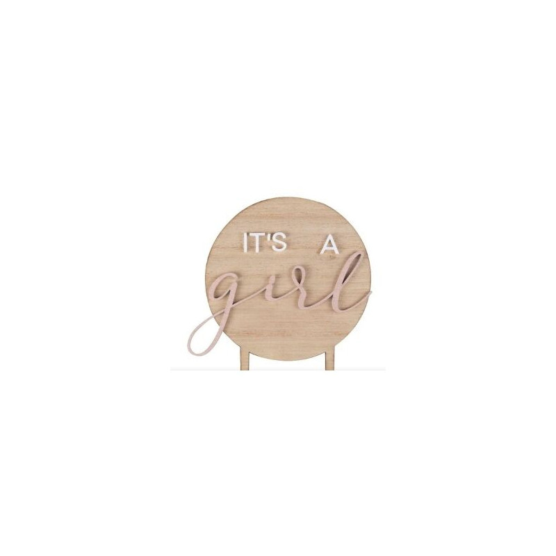 Cake topper - Wooden it´s a Girl