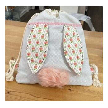Mochila tecido para criança coelho