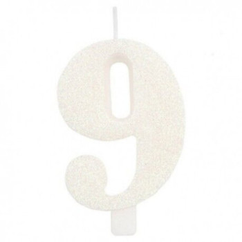Vela Branca Glitter Nº 9