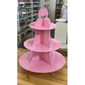 Suporte para bolos 3 andares rosa claro