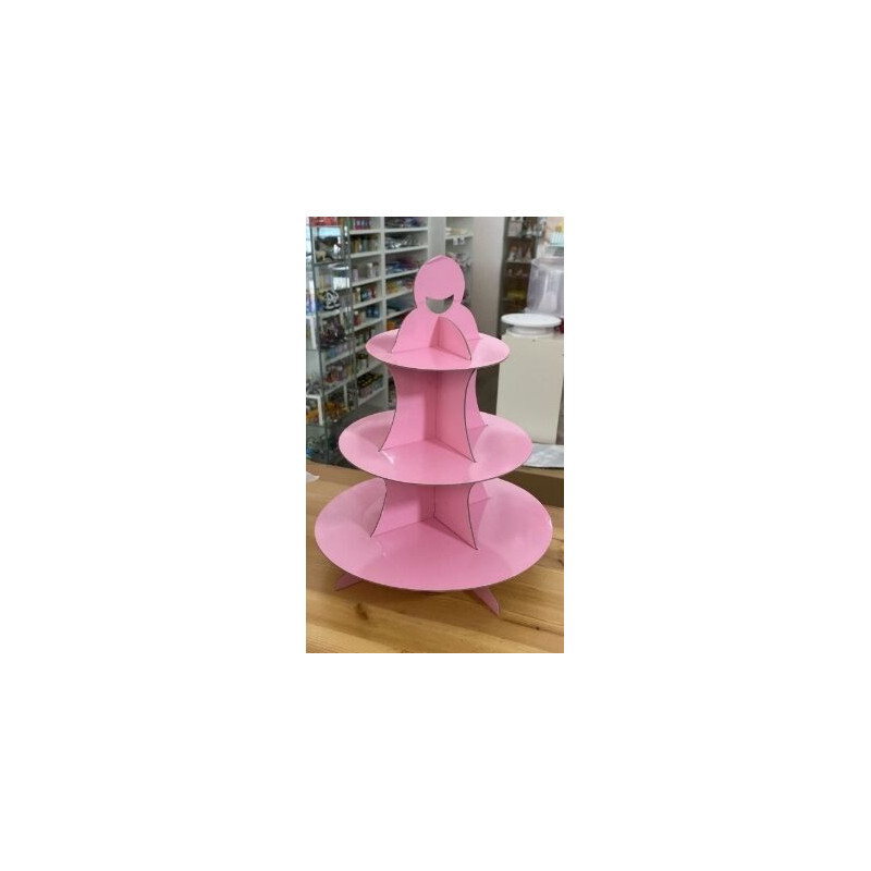 Suporte para bolos 3 andares rosa claro