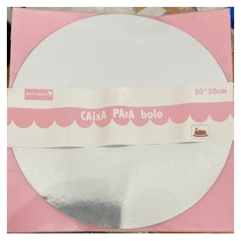 Prato p/Bolo c/Caixa 30x30cm Rosa