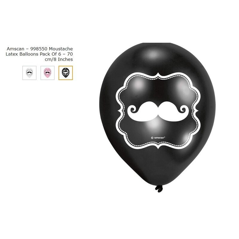 6 Balões Latex Moustache