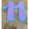 Topo de bolo 11 lilás e azul 8cm