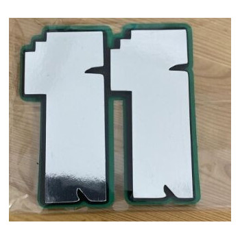 Topo de bolo 11 prata, preto e verde 10cm