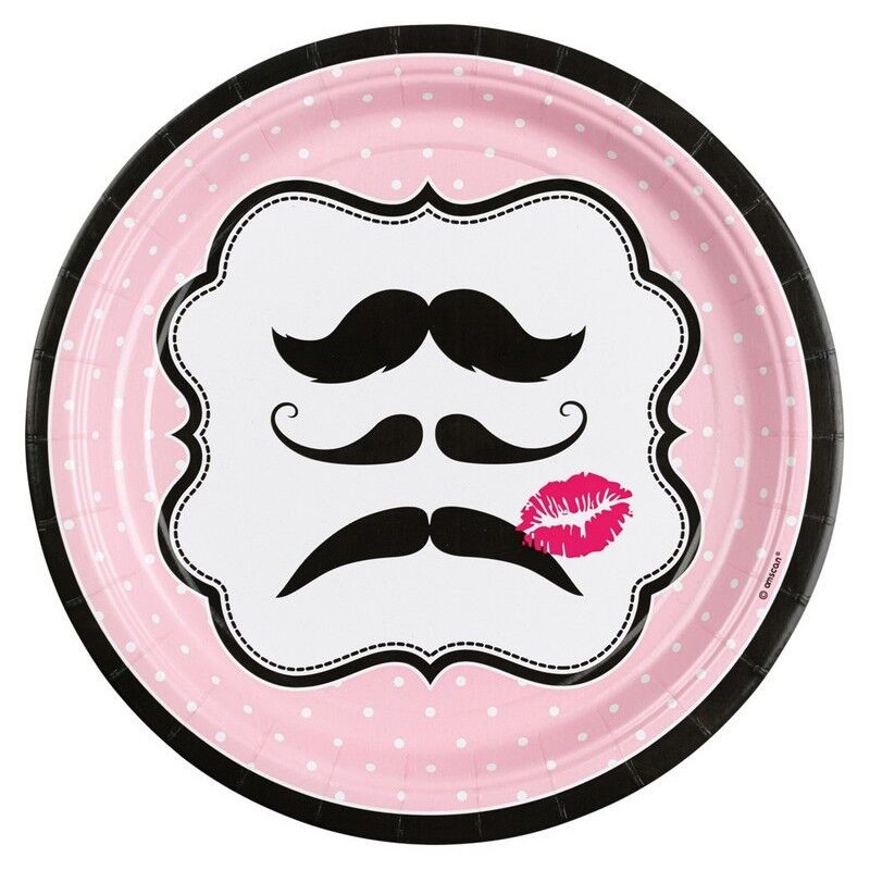 8 Pratos 23cm Moustache