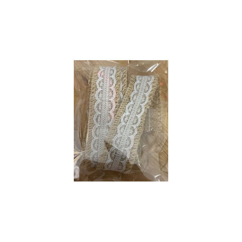 Fica Ráfia e renda branco 2m