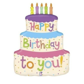 Balão super shape bolo happy birthday