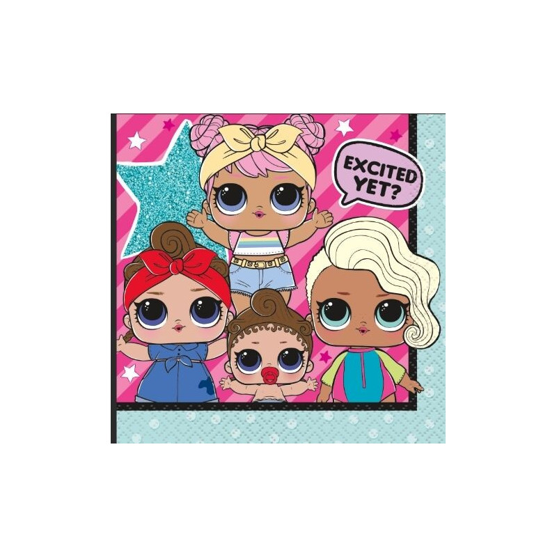 16 guardanapos LOL 25x25cm