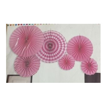 6 rosetas papel rosa e branco