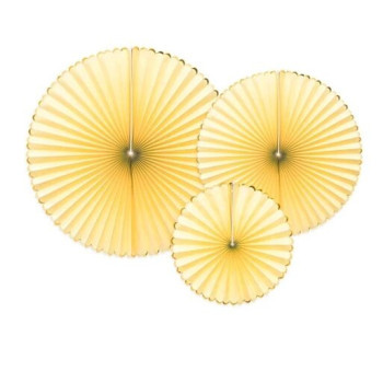 3 Leque Decorativo Yummy Amarelo Claro