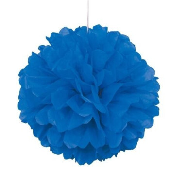 decoração de papel pompom azul