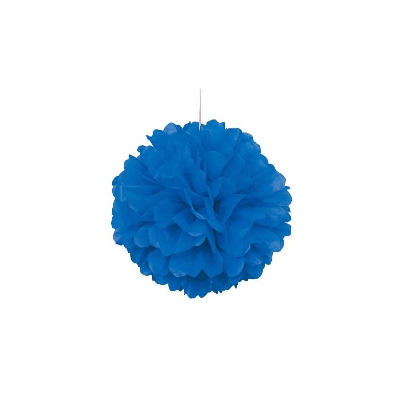 decoração de papel pompom azul