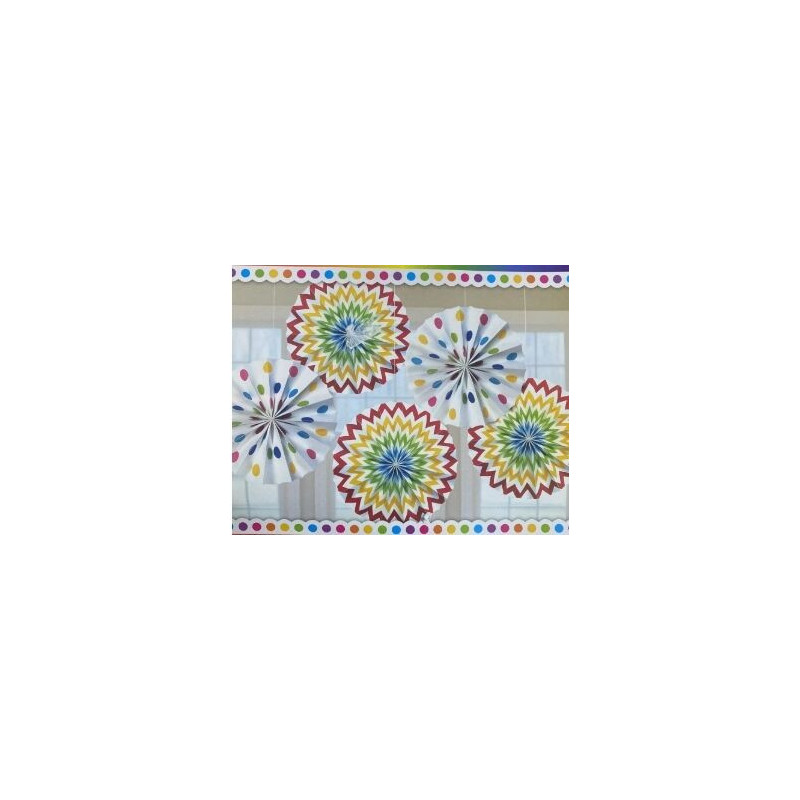 5 Decorações Paper Fan Rainbow