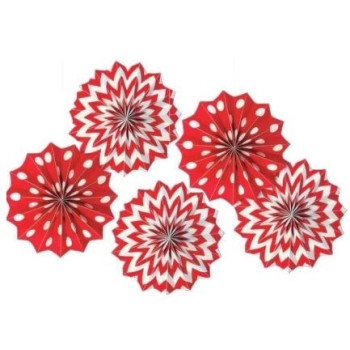 5 Decoraçõs Paper Fan Encarnado