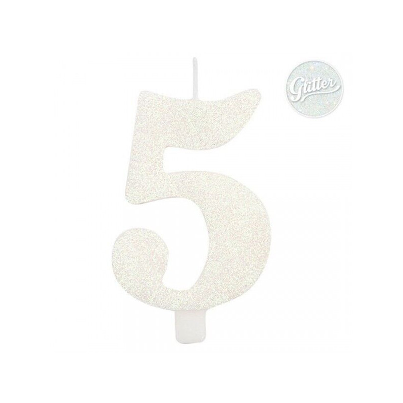 Vela Branca Glitter Nº 5