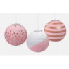 3 lanternas papel rose gold