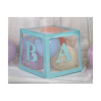 Caixa decorativa para baloes bebé azul 30x30x30cm