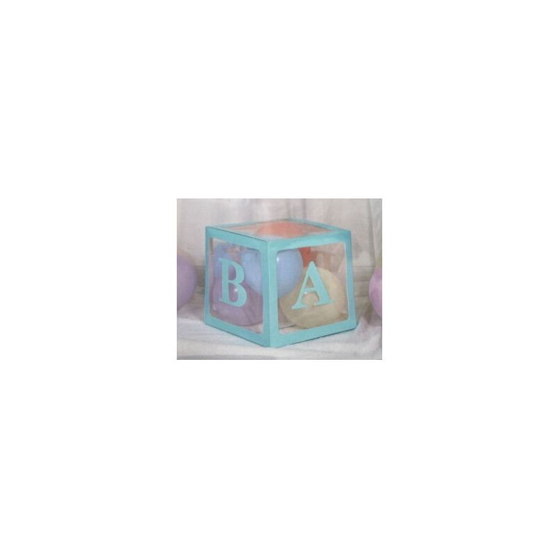 Caixa decorativa para baloes bebé azul 30x30x30cm