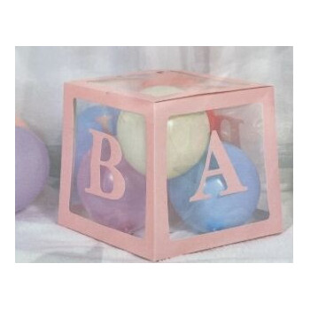 Caixa decorativa para baloes bebé rosa 30x30x30cm