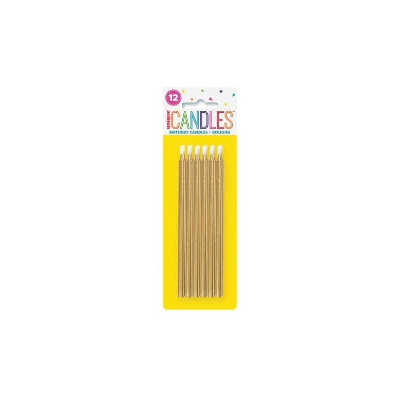 12 Velas Douradas 13cm