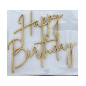 Topod e bolo Happy Birthday Ouro 10x9cm