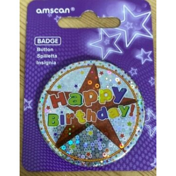 Crachá Holográfico Happy Birthday