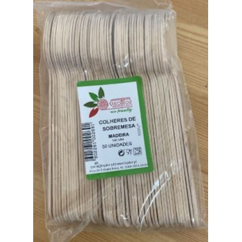 50 colheres sobremesa madeira 140mm