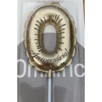 vela de aniversário 14 cm dourada Nº 0