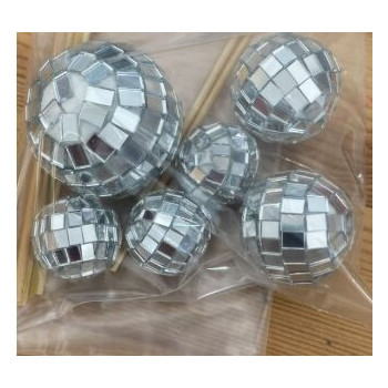 Topo de bolo 6 bolas de espelhos