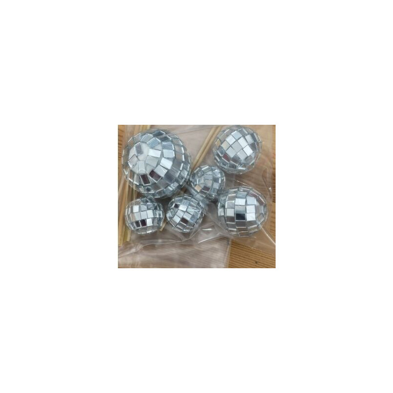 Topo de bolo 6 bolas de espelhos