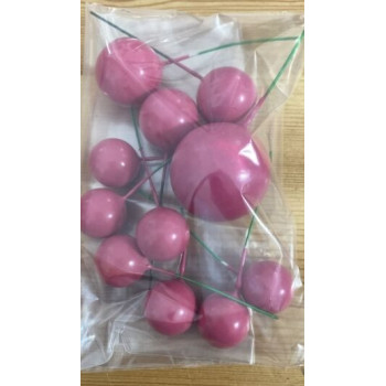 Topo de bolo bolas rosa forte