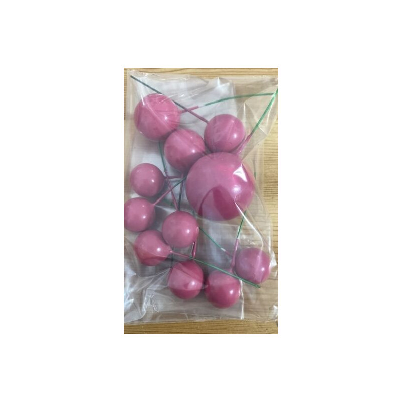 Topo de bolo bolas rosa forte
