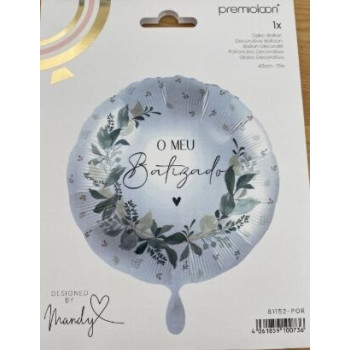 Balão foil 43cm   O meu Batizado verde