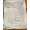 Prato retangular com naperon prata 25x34cm