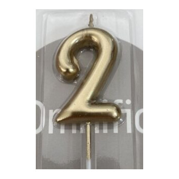 Vela de Aniversário Nº 2 dourada 5cm