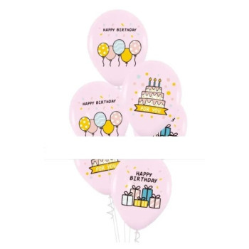 Kit balões festa rosa claro 6 pças 30cm
