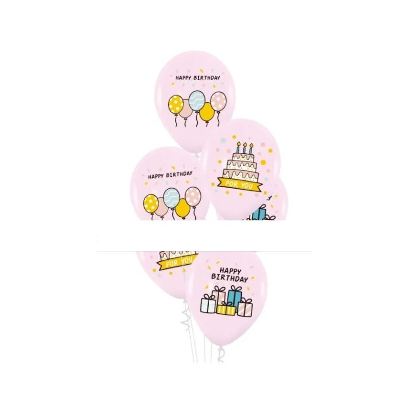 Kit balões festa rosa claro 6 pças 30cm