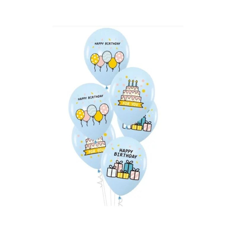 Kit balões festa azul claro 6 pcas 30 cm