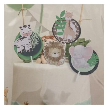 Topo de bolo Animais da Selva 4pcas