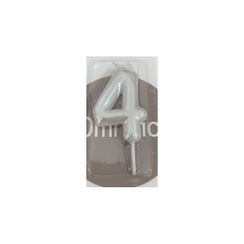 Vela de aniversário 6cm Nº4 branco nacarado