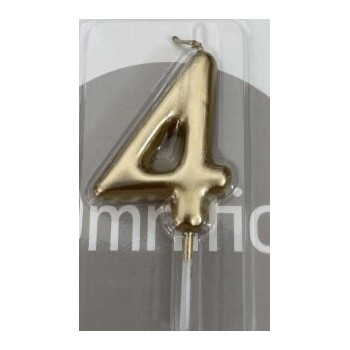 Vela de Aniversário 5cm Nº 4 ouro