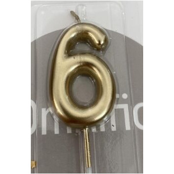 Vela de Aniversário 5cm Nº 6 ouro