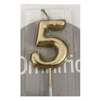 Vela de Aniversário 5cm Nº 5 ouro