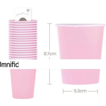 20 copos de papel 250ml rosa claro