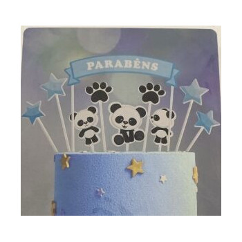 Topo de bolo Panda 10 pças