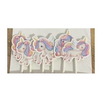 Topo de bolo para cupcakes unicórnio 6pças