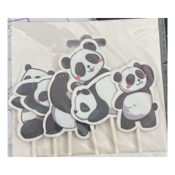 Topo de bolo cupcakes Panda 6 pcas