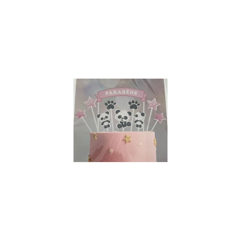 Topo de bolo Panda rosa 10 pcas