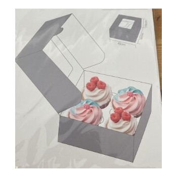 2 caixa 4 cupcakes 16x16x7,5cm prata